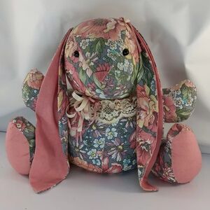 Bunny Door Stop/Toy Weighed Pink, Blue, Grey Fabric Handmade